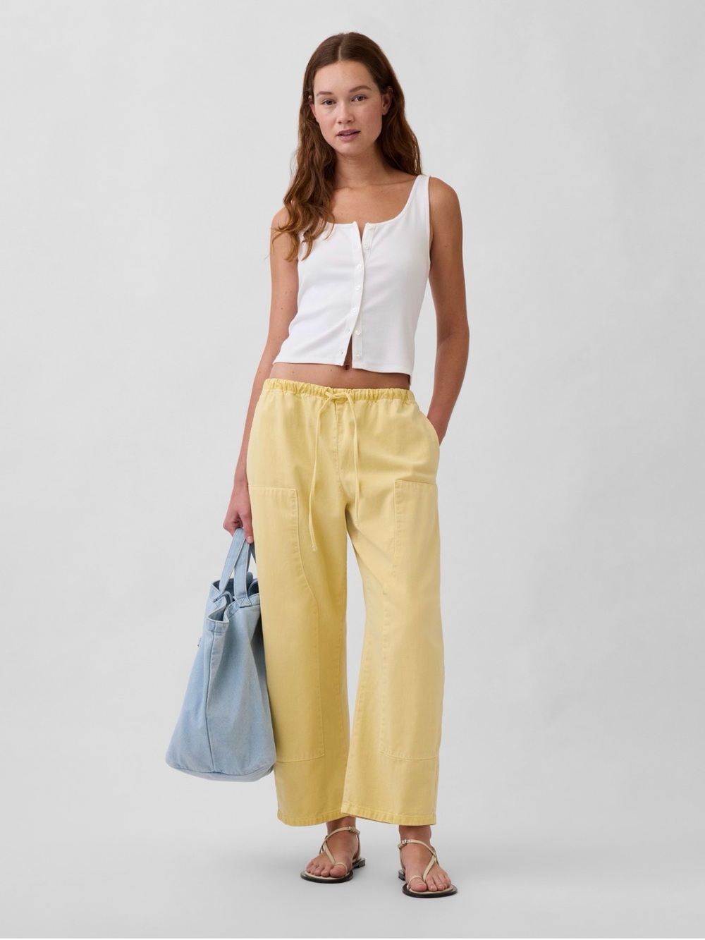 NWT Gap Easy Double-Knee Barrel Pants Maize Yellow NEW!!
